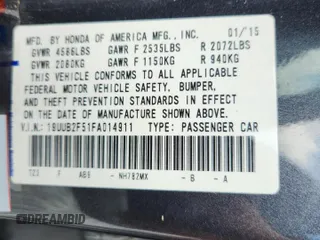 2015 Acura TLX Technology with VIN 19UUB2F51FA014911, listed as a Copart auction lot 60070395 with 81,068 mi miles and Salvage title. Bid and sale history available at DreamBid. Image 13.