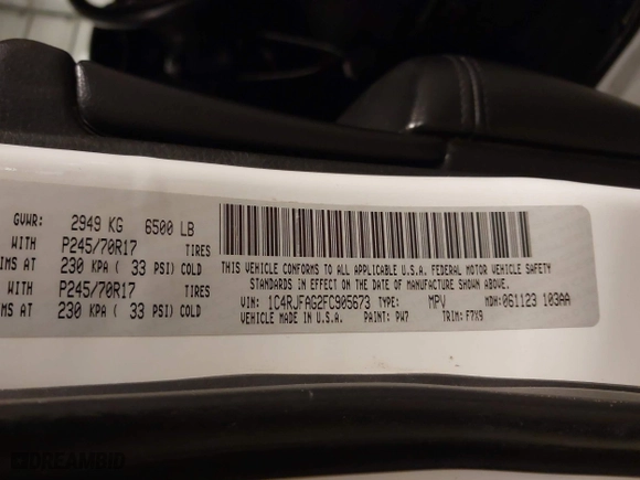 2015 Jeep Grand Cherokee Altitude with VIN 1C4RJFAG2FC905673, listed as a IAAI auction lot 41334271 with 160,531 mi miles. Bid and sale history available at carsss.com. Image 9.