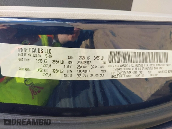 2017 Chrysler Pacifica Touring L with VIN 2C4RC1BG7HR514864, listed as a IAAI auction lot 42187845 with 86,774 mi miles and . Bid and sale history available at DreamBid. Image 9.