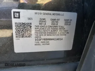 2021 Chevrolet Bolt EV LT with VIN 1G1FY6S06M4114014, listed as a Copart auction lot 47519985 with 46,545 mi miles and Non repairable. Bid and sale history available at DreamBid. Image 12.