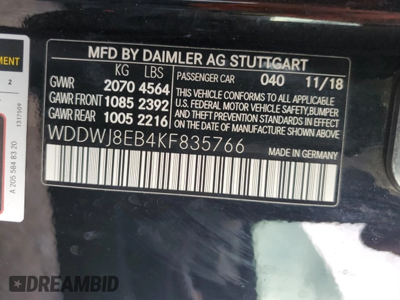 2019 Mercedes-Benz C 300 with VIN WDDWJ8EB4KF835766, listed as a Copart auction lot 79269524 with 39,757 mi miles and Salvage Title. Bid and sale history available at DreamBid. Image 12.