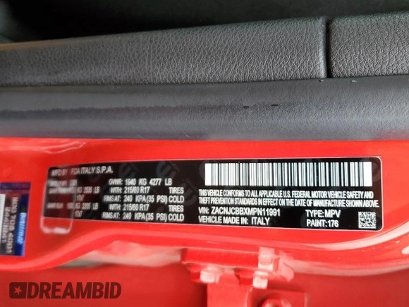 2021 Jeep Renegade Latitude z VIN ZACNJCBBXMPN11991, wystawiony jako Copart lot #48819935 z przebiegiem 43 784 mil mil oraz Szkoda całkowita • Salvage title. Historia ofert i sprzedaży dostępna na DreamBid. Obrazek 14.