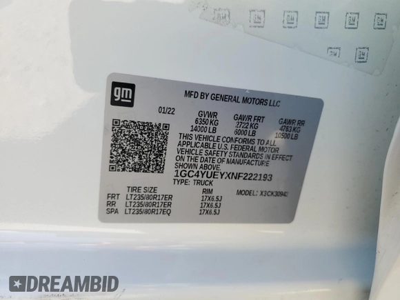 2022 Chevrolet Silverado 3500HD LTZ z VIN 1GC4YUEYXNF222193, wystawiony jako Copart lot #49034305 z przebiegiem 84 548 mil mil oraz Szkoda całkowita • Salvage title. Historia ofert i sprzedaży dostępna na DreamBid. Obrazek 12.