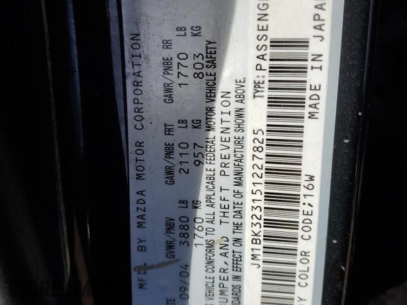 2005 Mazda 3 s with VIN JM1BK323151227825, listed as a Copart auction lot 48752855 with 142,316 mi miles and Salvage Title. Bid and sale history available at carsss.com. Image 12.