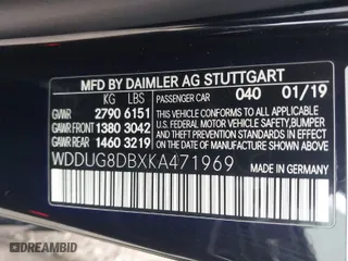 2019 Mercedes-Benz S-Class S 560 with VIN WDDUG8DBXKA471969, listed as a IAAI auction lot 41305721 with 65,215 mi miles. Bid and sale history available at carsss.com. Image 9.
