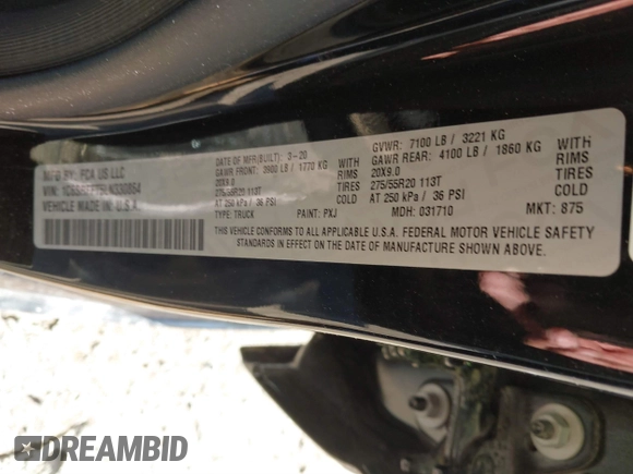 2020 Ram 1500 Big Horn z VIN 1C6SRFFT5LN330864, wystawiony jako IAAI lot #41457715 z przebiegiem 53 226 mil mil oraz . Historia ofert i sprzedaży dostępna na DreamBid. Obrazek 9.