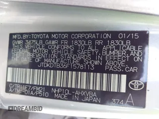 2015 Toyota Prius One z VIN JTDKDTB36F1578113, wystawiony jako IAAI lot #41302191 z przebiegiem 124 610 mil mil oraz . Historia ofert i sprzedaży dostępna na DreamBid. Obrazek 9.