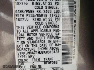 2010 Nissan Murano S with VIN JN8AZ1MU8AW018438, listed as a Copart auction lot 51287815 with 103,695 mi miles and Salvage Title. Bid and sale history available at carsss.com. Image 14.