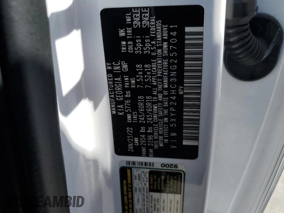 2022 Kia Telluride LX z VIN 5XYP24HC3NG257041, wystawiony jako Copart lot #51642905 z przebiegiem 90 865 mil mil oraz Szkoda całkowita • Salvage title. Historia ofert i sprzedaży dostępna na DreamBid. Obrazek 16.