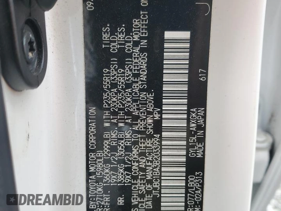 2011 Lexus RX 450h with VIN JTJBC1BA3B2033994, listed as a Copart auction lot 57708835 with 161,022 mi miles and Clean title. Bid and sale history available at DreamBid. Image 13.