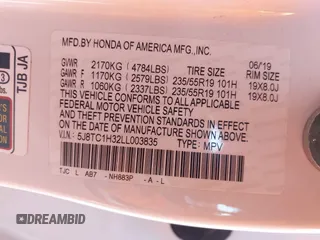 2020 Acura RDX with VIN 5J8TC1H32LL003835, listed as a IAAI auction lot 41475679 with 49,084 mi miles and . Bid and sale history available at DreamBid. Image 9.