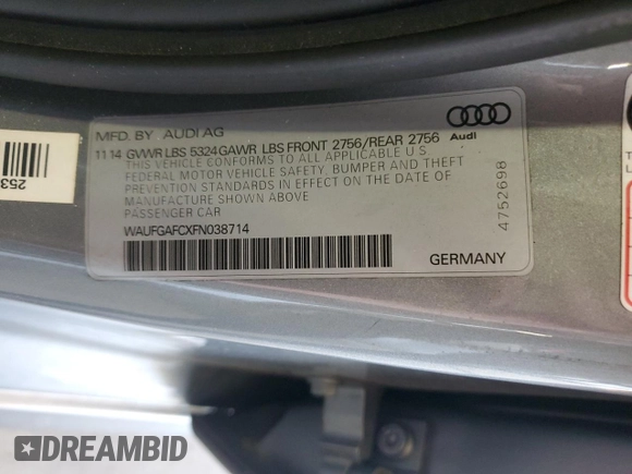 2015 Audi A6 Premium Plus с VIN WAUFGAFCXFN038714, выставлен на аукционе Copart как лот 64446395 с пробегом 163 577 миль миль и Чистый • Clean title. История ставок и продаж доступна на DreamBid. Изображение 13.
