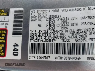 2020 Toyota Tacoma SR5 z VIN 3TMCZ5AN6LM288974, wystawiony jako IAAI lot #42185181 z przebiegiem 94 759 mil mil oraz . Historia ofert i sprzedaży dostępna na DreamBid. Obrazek 9.
