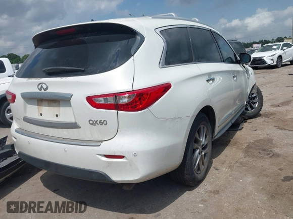 2014 Infiniti QX60 with VIN 5N1AL0MN4EC540180, listed as a IAAI auction lot 42093987 with 141,601 mi miles and . Bid and sale history available at DreamBid. Image 4.