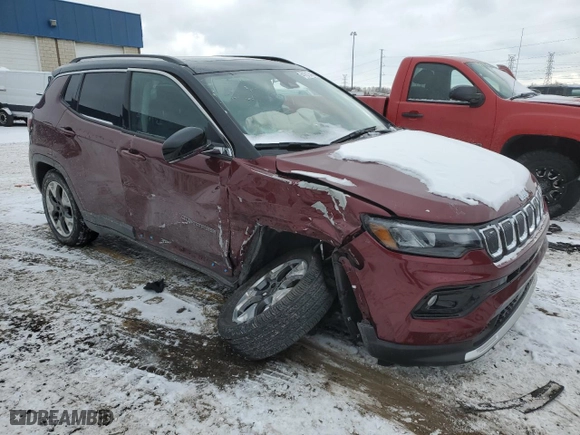 2022 Jeep Compass (RED) Edition with VIN 3C4NJDCB9NT129923, listed as a Copart auction lot 41813445 with 8,340 mi miles and Salvage Title. Bid and sale history available at carsss.com. Image 4.
