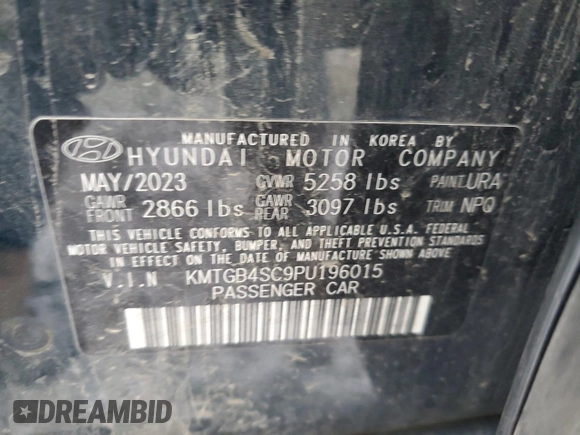 2023 Genesis G80 2.5T z VIN KMTGB4SC9PU196015, wystawiony jako Copart lot #87325464 z przebiegiem Nie podano mil oraz Szkoda całkowita • Salvage title. Historia ofert i sprzedaży dostępna na DreamBid. Obrazek 12.