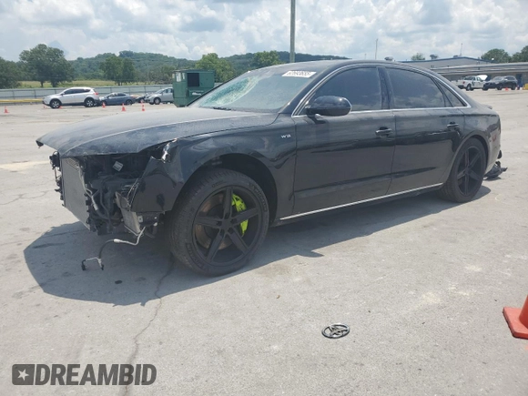 2013 Audi A8 6.3L with VIN WAUR4AFD1DN010893, listed as a Copart auction lot 62693655 with 115,085 mi miles and Salvage title. Bid and sale history available at DreamBid. Image 1.