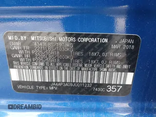 2018 Mitsubishi Outlander ES with VIN JA4AP3AU9JU011232, listed as a IAAI auction lot 42057462 with 106,339 mi miles and . Bid and sale history available at DreamBid. Image 9.