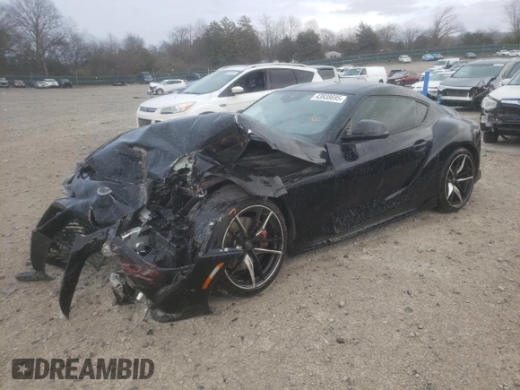 2022 Toyota Supra 3.0 z VIN WZ1DB0C07NW050097, wystawiony jako Copart lot #43938695 z przebiegiem 41 439 mil mil oraz Szkoda całkowita • Salvage title. Historia ofert i sprzedaży dostępna na DreamBid. Obrazek 1.