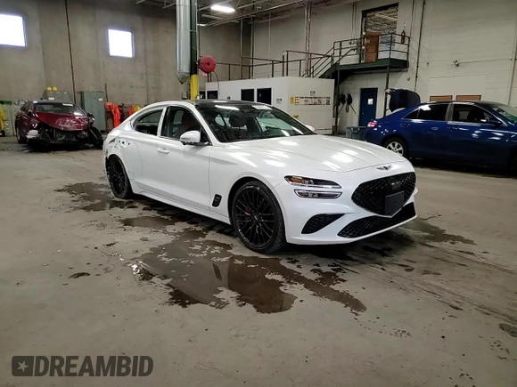 2022 Genesis G70 Launch Edition with VIN KMTG14TE6NU082327, listed as a Copart auction lot 83099774 with 33,479 mi miles and Salvage Title. Bid and sale history available at DreamBid. Image 10.