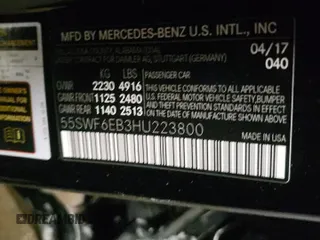 2017 Mercedes-Benz C 43 AMG with VIN 55SWF6EB3HU223800, listed as a Copart auction lot 42939435 with 102,460 mi miles and Salvage Title. Bid and sale history available at DreamBid. Image 12.