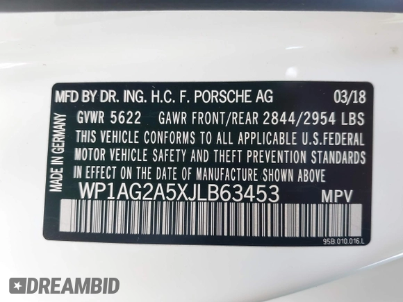 2018 Porsche Macan GTS with VIN WP1AG2A5XJLB63453, listed as a IAAI auction lot 42583686 with 65,412 mi miles and . Bid and sale history available at DreamBid. Image 9.
