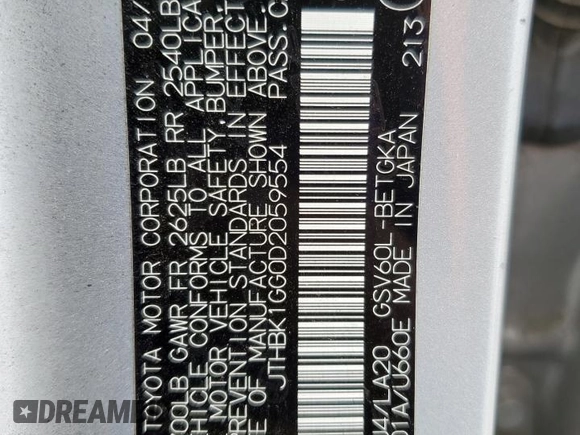 2013 Lexus ES 4dr Sdn with VIN JTHBK1GG0D2059554, listed as a Copart auction lot 85721704 with 187,369 mi miles and Salvage Title. Bid and sale history available at carsss.com. Image 12.