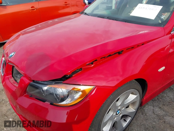 2007 BMW 3 Series 335i with VIN WBAVB73577PA87431, listed as a IAAI auction lot 41843603 with 99,329 mi miles. Bid and sale history available at carsss.com. Image 6.