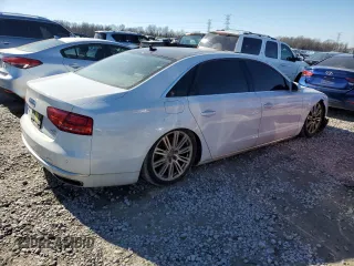 2014 Audi A8 4.0T with VIN WAUR2AFD9EN004542, listed as a Copart auction lot 88472135 with 75,909 mi miles and Salvage Title. Bid and sale history available at DreamBid. Image 3.