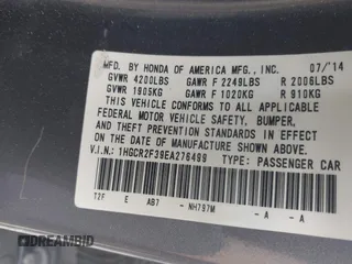 2014 Honda Accord LX with VIN 1HGCR2F39EA276499, listed as a IAAI auction lot 41961657 with 250,576 mi miles and . Bid and sale history available at DreamBid. Image 9.