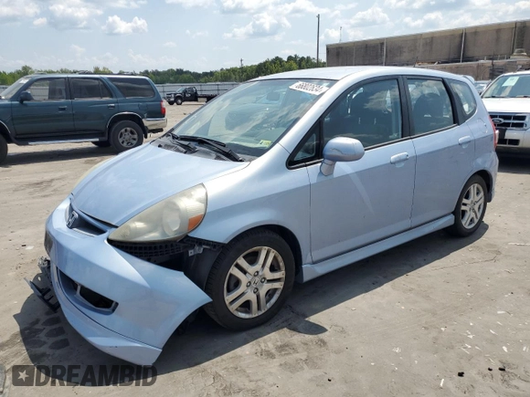 2008 Honda Fit Sport with VIN JHMGD38618S037263, listed as a Copart auction lot 66802634 with 42,487 mi miles and Salvage Title. Bid and sale history available at carsss.com. Image 1.