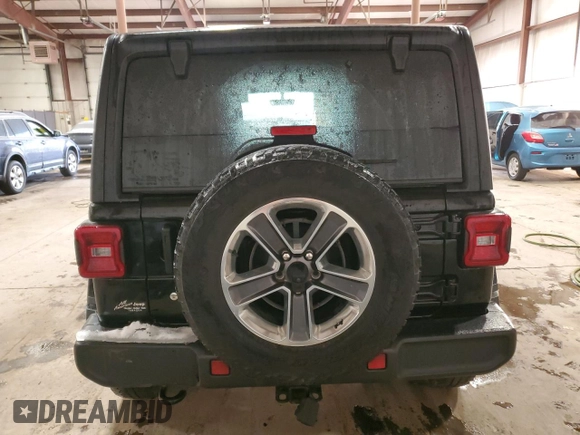 2020 Jeep Wrangler Unlimited Sahara with VIN 1C4HJXEN4LW197432, listed as a Copart auction lot 85992204 with 46,523 mi miles and Salvage Title. Bid and sale history available at carsss.com. Image 6.