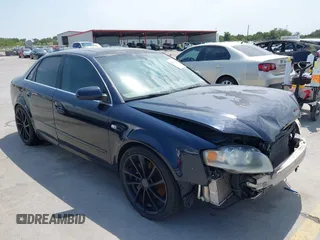 2007 Audi A4 2.0T with VIN WAUAF78E27A207843, listed as a IAAI auction lot 42033988 with 166,453 mi miles. Bid and sale history available at carsss.com. Image 1.