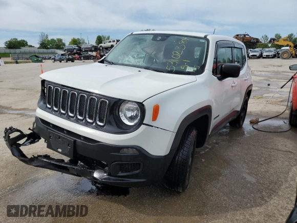 2017 Jeep Renegade Sport с VIN ZACCJAAB0HPF88939, выставлен на аукционе Copart как лот 53102384 с пробегом 58 563 миль миль и Списание • Salvage title. История ставок и продаж доступна на DreamBid. Изображение 1.
