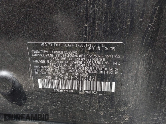 2009 Subaru Forester X Limited с VIN JF2SH64679H721421, выставлен на аукционе IAAI как лот 42271216 с пробегом 155 982 миль миль и . История ставок и продаж доступна на DreamBid. Изображение 9.