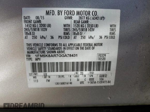 2016 Ford Utility Police Interceptor with VIN 1FM5K8AR7GGA78431, listed as a Copart auction lot 81183004 with 86,080 mi miles and Salvage Title. Bid and sale history available at carsss.com. Image 13.
