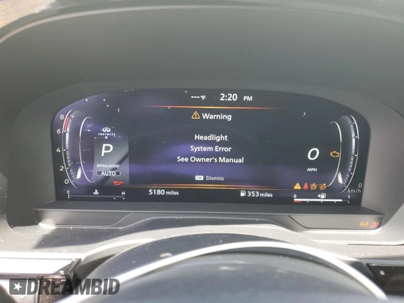2025 Infiniti QX60 Autograph with VIN 5N1AL1HU5SC341027, listed as a Copart auction lot 65010435 with 5,180 mi miles and Salvage title. Bid and sale history available at DreamBid. Image 9.