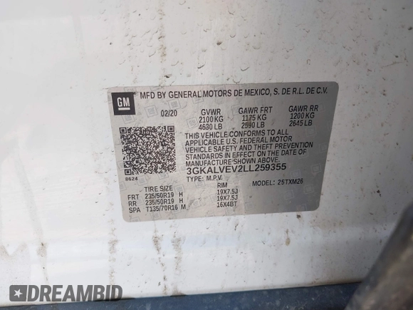 2020 GMC Terrain SLT с VIN 3GKALVEV2LL259355, выставлен на аукционе IAAI как лот 42371288 с пробегом 127 817 миль миль и . История ставок и продаж доступна на DreamBid. Изображение 9.