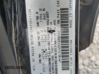 2012 Mazda 3 Mazdaspeed3 Touring with VIN JM1BL1L45C1698561, listed as a Copart auction lot 58538025 with 119,947 mi miles and Salvage title. Bid and sale history available at DreamBid. Image 12.