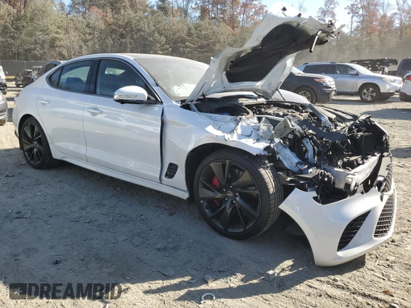 2023 Genesis G70 3.3T with VIN KMTG54TE2PU124578, listed as a Copart auction lot 79160664 with 46,500 mi miles and Salvage Title. Bid and sale history available at DreamBid. Image 4.