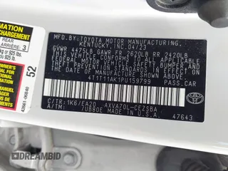 2023 Toyota Camry SE z VIN 4T1T11AK1PU159799, wystawiony jako IAAI lot #42517586 z przebiegiem 51 245 mil mil oraz . Historia ofert i sprzedaży dostępna na DreamBid. Obrazek 9.