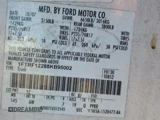 2008 Ford F-150 XL with VIN 1FTRF12288KB95002, listed as a Copart auction lot 46061675 with 125,644 mi miles and Clean Title. Bid and sale history available at carsss.com. Image 13.