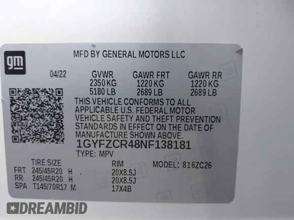 2022 Cadillac XT4 FWD Premium Luxury с VIN 1GYFZCR48NF138181, выставлен на аукционе IAAI как лот 42187527 с пробегом Не указан миль и . История ставок и продаж доступна на DreamBid. Изображение 9.