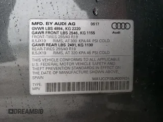 2018 Audi Q3 Premium Plus with VIN WA1JCCFS9JR007624, listed as a Copart auction lot 42453633 with 0 mi miles. Bid and sale history available at carsss.com. Image 15.