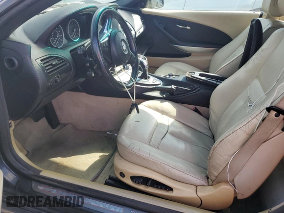 2010 BMW 6 Series 650i with VIN WBAEB5C52AC224680, listed as a Copart auction lot 74265734 with 0 mi miles and Salvage Title. Bid and sale history available at carsss.com. Image 7.