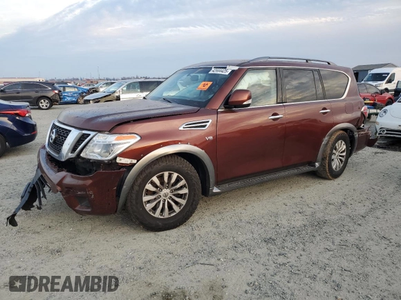 2018 Nissan Armada SL with VIN JN8AY2ND4J9053483, listed as a Copart auction lot 42444425 with Not Provided miles and Salvage Title. Bid and sale history available at DreamBid. Image 1.