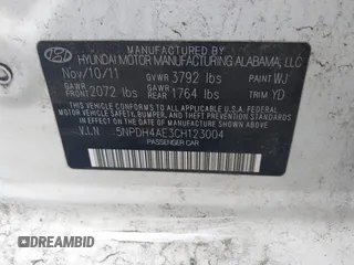 2012 Hyundai Elantra GLS z VIN 5NPDH4AE3CH123004, wystawiony jako IAAI lot #42392339 z przebiegiem 201 667 mil mil oraz . Historia ofert i sprzedaży dostępna na DreamBid. Obrazek 9.