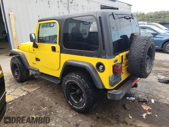 2001 Jeep Wrangler SE with VIN 1J4FA29P21P317171, listed as a Copart auction lot 73362444 with 150,382 mi miles and Salvage Title. Bid and sale history available at carsss.com. Image 2.