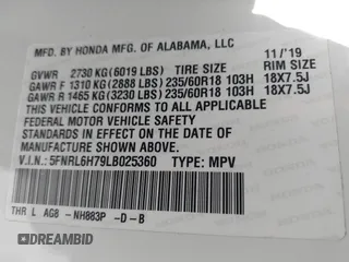 2020 Honda Odyssey EX-L с VIN 5FNRL6H79LB025360, выставлен на аукционе IAAI как лот 41743909 с пробегом 50 942 миль миль и . История ставок и продаж доступна на DreamBid. Изображение 9.