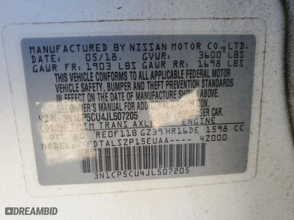 2018 Nissan Kicks S with VIN 3N1CP5CU4JL507205, listed as a Copart auction lot 44235935 with 88,935 mi miles and Salvage Title. Bid and sale history available at carsss.com. Image 13.